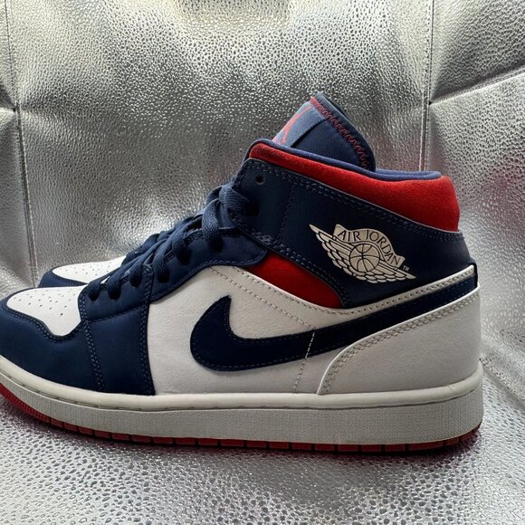 Size 10 Air Jordan 1 Mid‎ SE Hyper Royal White Olympic USA Sneakers 852542-104 main image 11